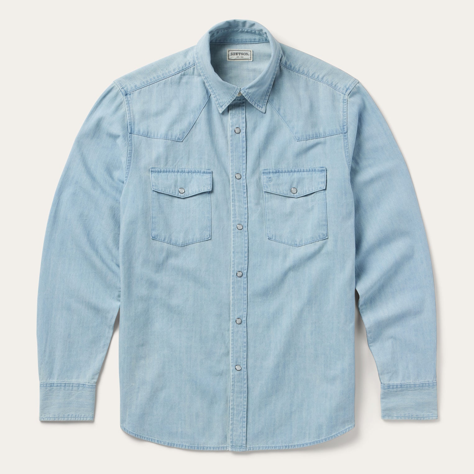 Chambray Oxford Western Shirt | Stetson Blue