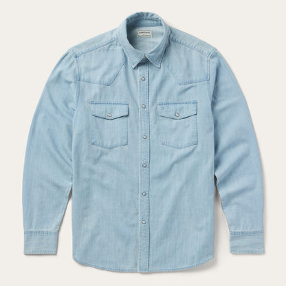 Chambray Oxford Western Shirt | Stetson Blue