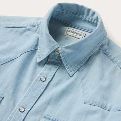 Chambray Oxford Western Shirt | Stetson Blue