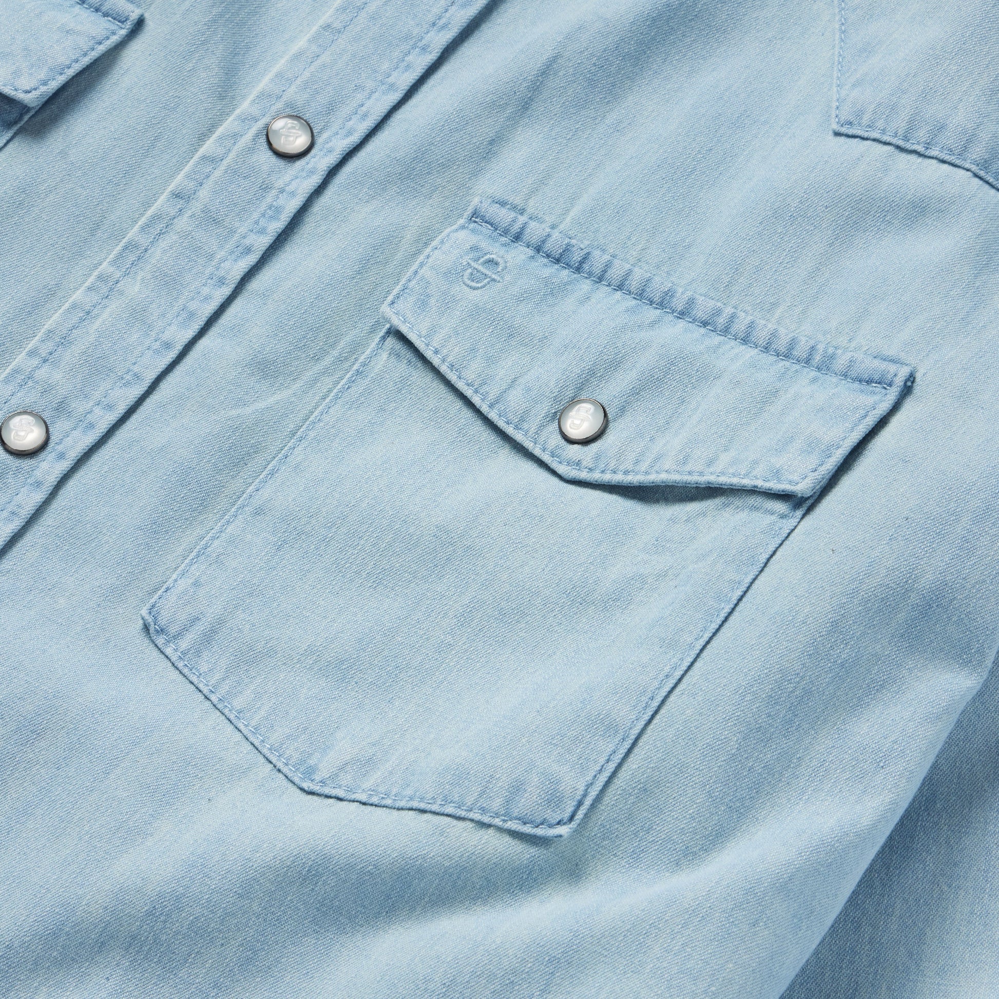 Chambray Oxford Western Shirt | Stetson Blue