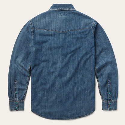 Turquoise Snap Lightweight Denim Shirt | Stetson Blue