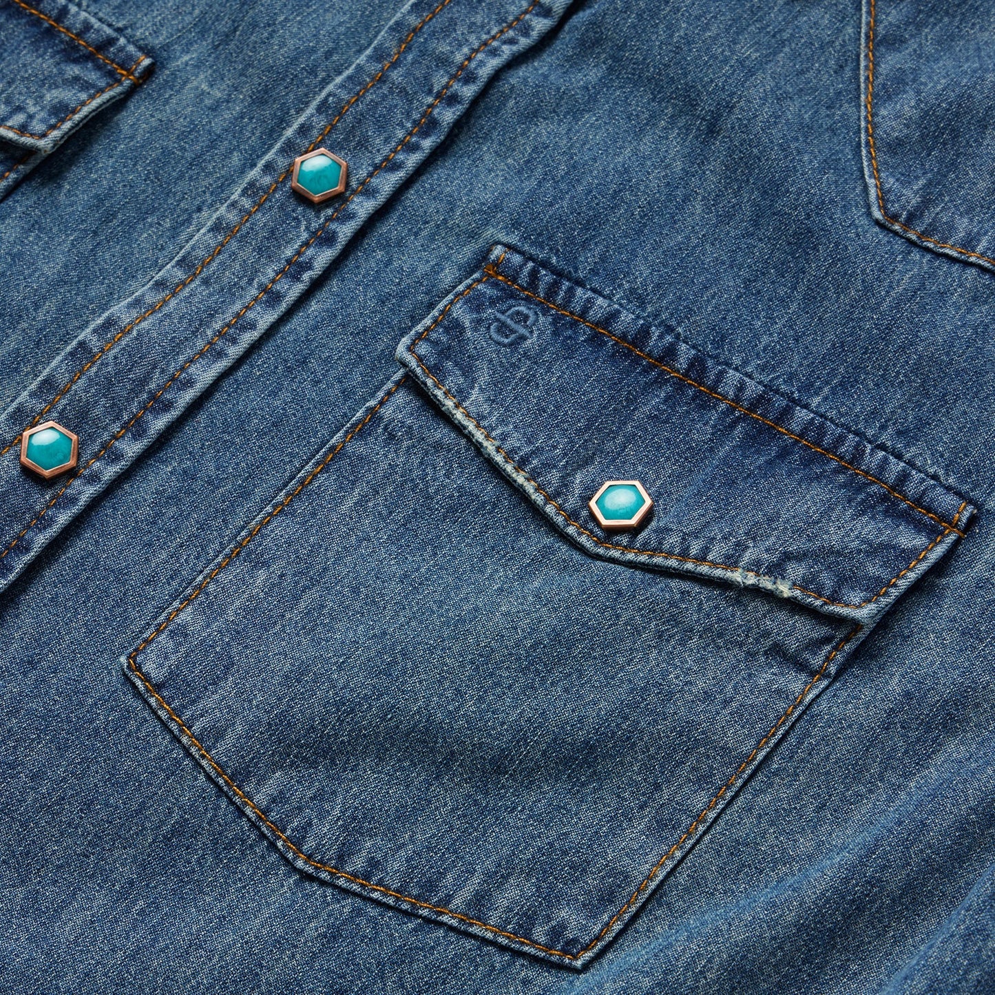 Turquoise Snap Lightweight Denim Shirt | Stetson Blue