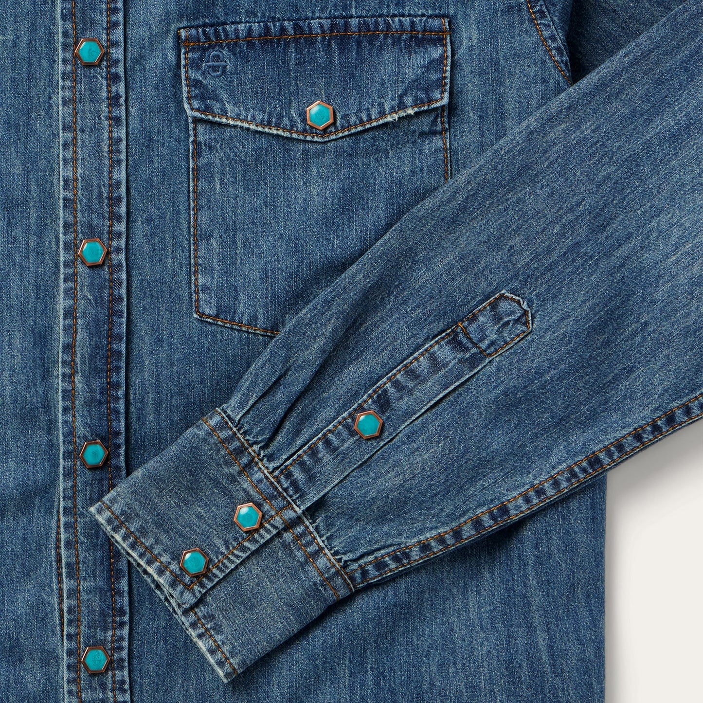 Turquoise Snap Lightweight Denim Shirt | Stetson Blue
