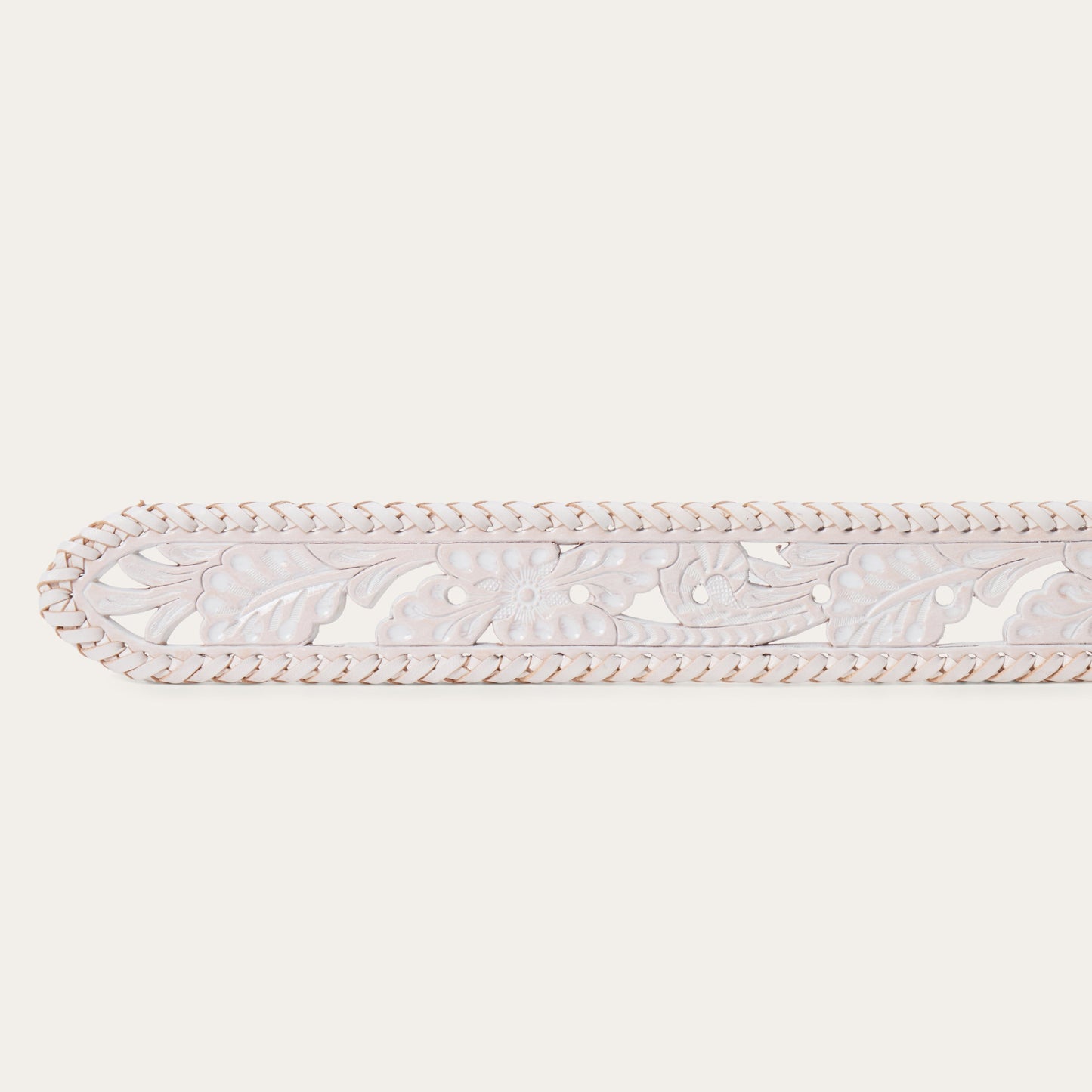 Tooled Laced Edge Belt | Stetson White