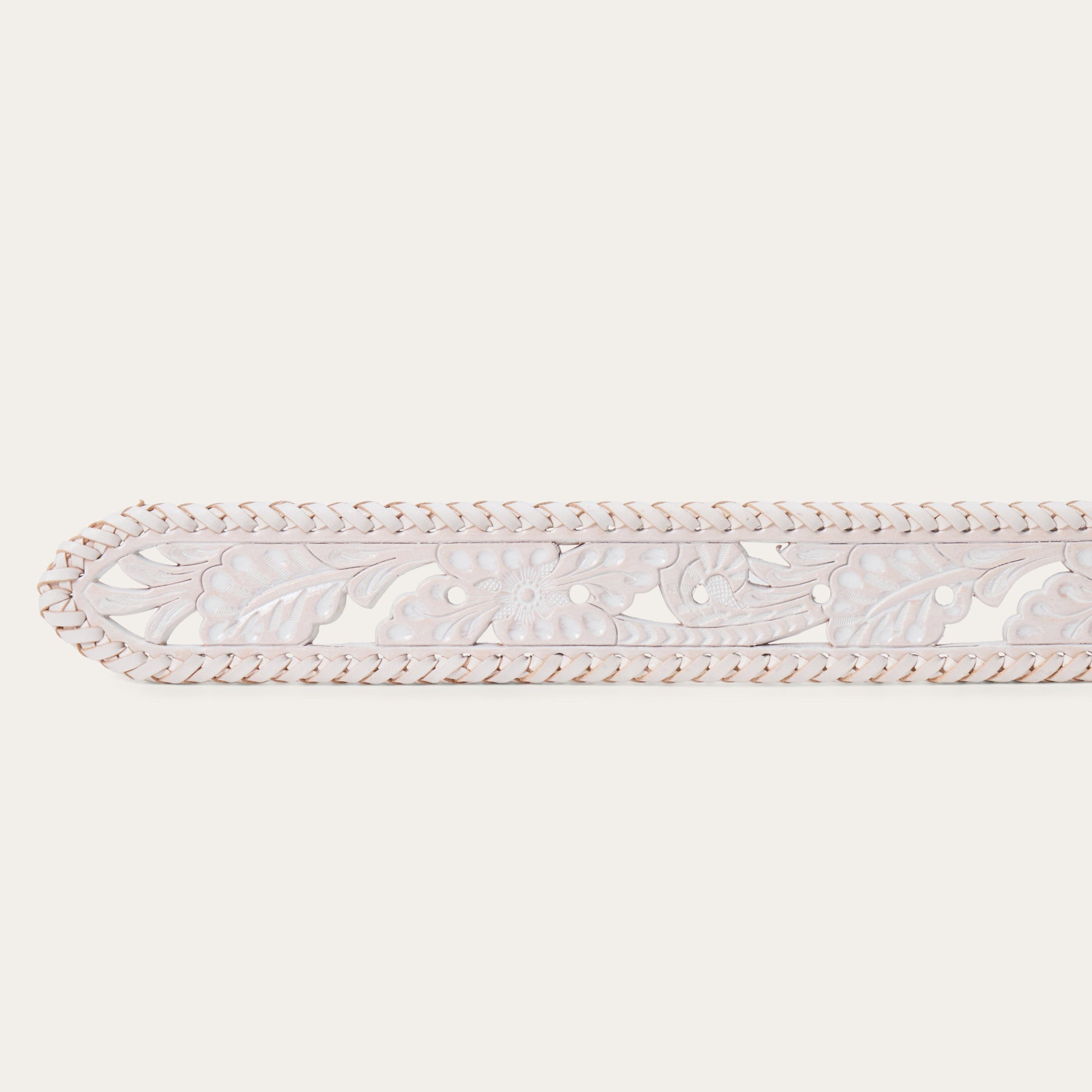 Tooled Laced Edge Belt | Stetson White