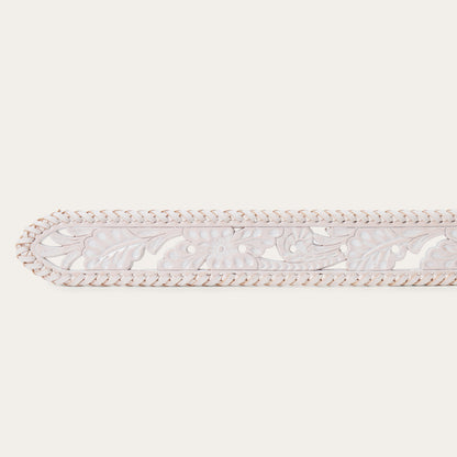 Tooled Laced Edge Belt | Stetson White