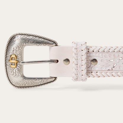 Tooled Laced Edge Belt | Stetson White