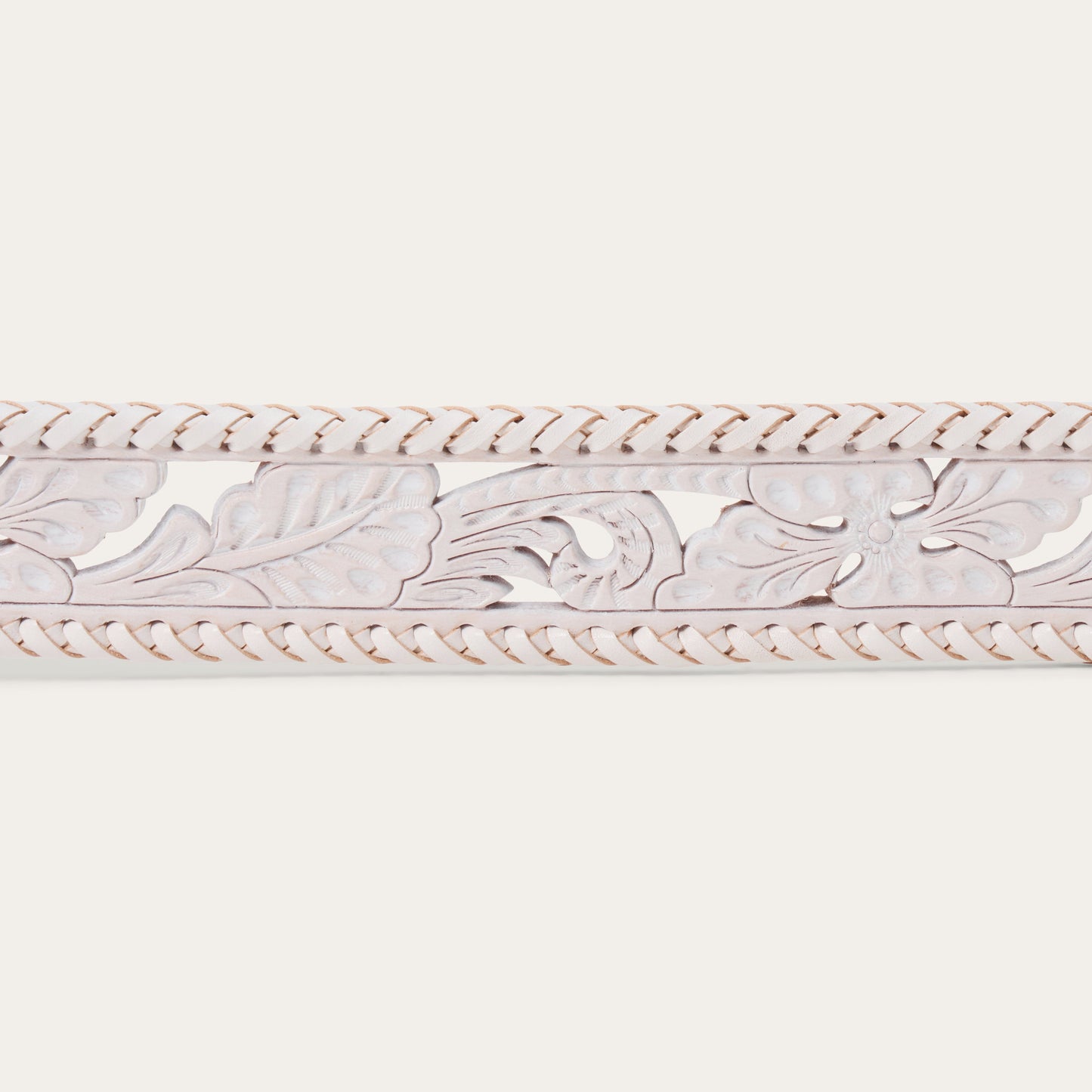 Tooled Laced Edge Belt | Stetson White