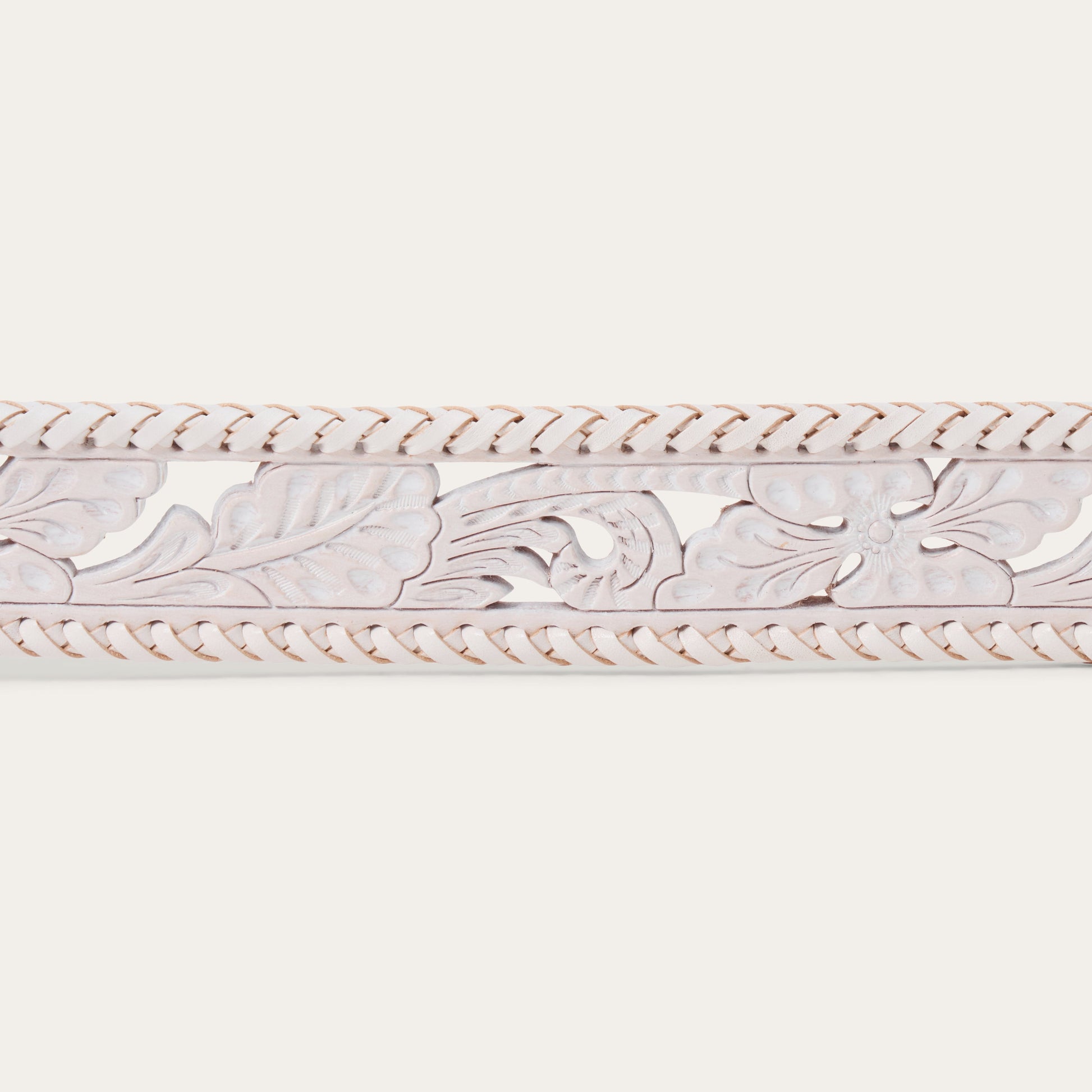 Tooled Laced Edge Belt | Stetson White