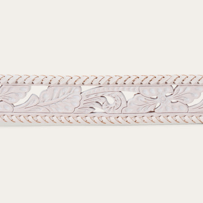Tooled Laced Edge Belt | Stetson White