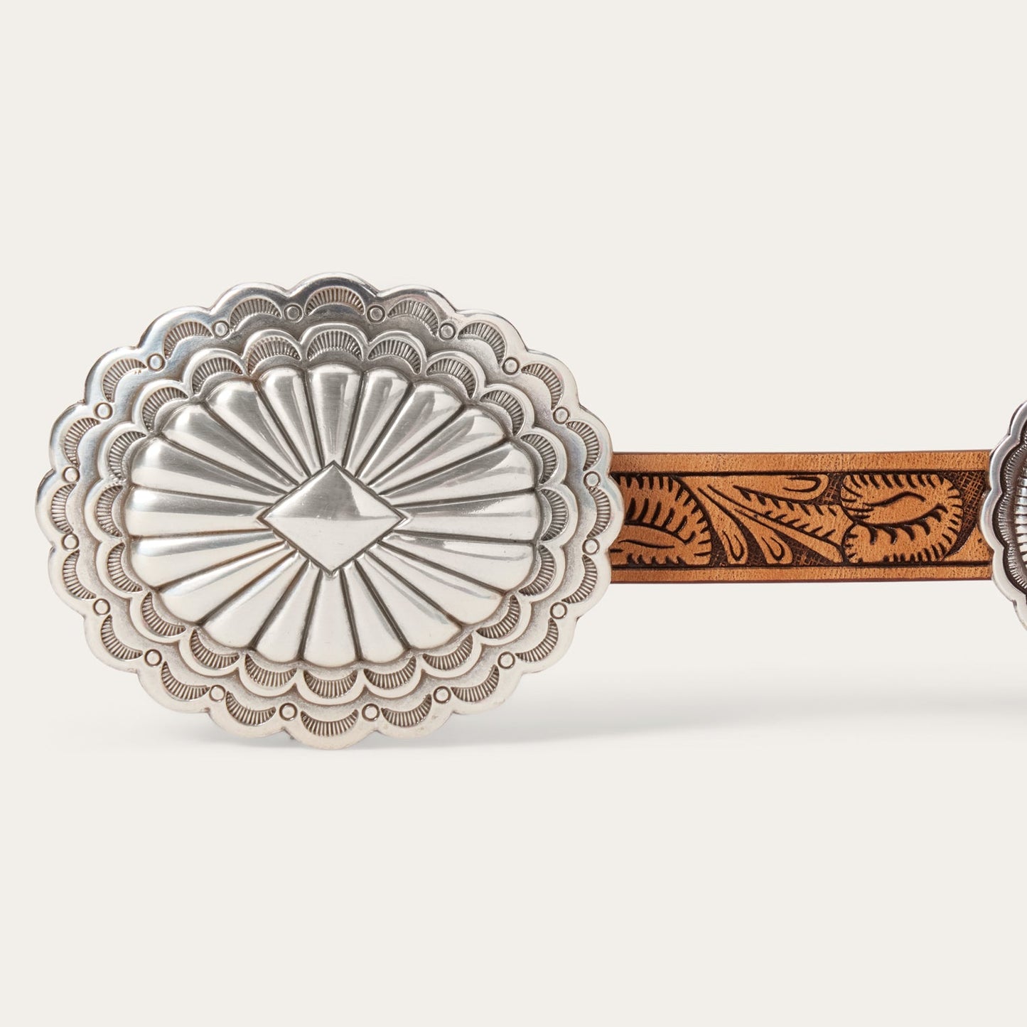 Southwestern Tooled Concho Belt | Stetson Brown