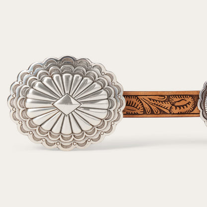 Southwestern Tooled Concho Belt | Stetson Brown