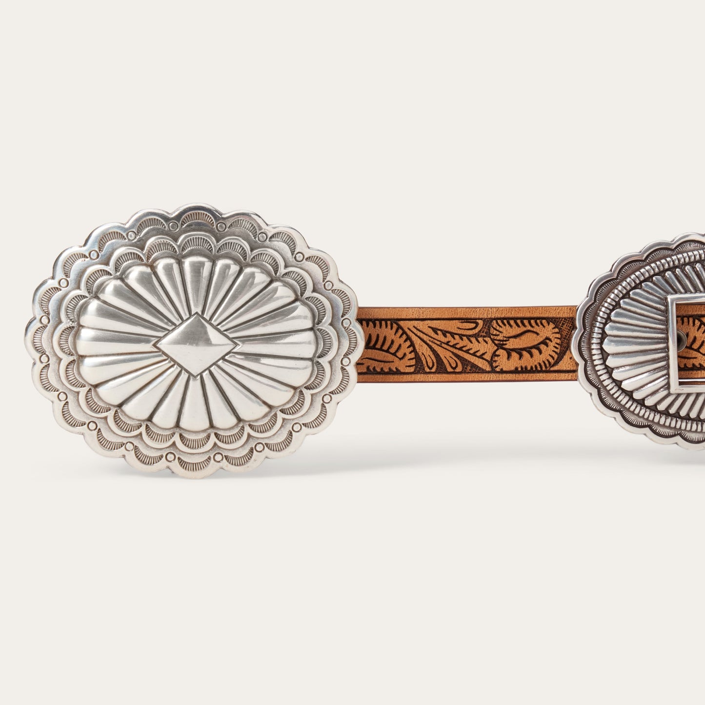 Southwestern Tooled Concho Belt | Stetson Brown