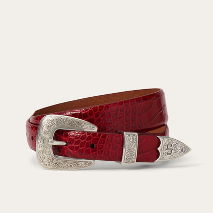 Croco Print Tapered Belt | Stetson Red
