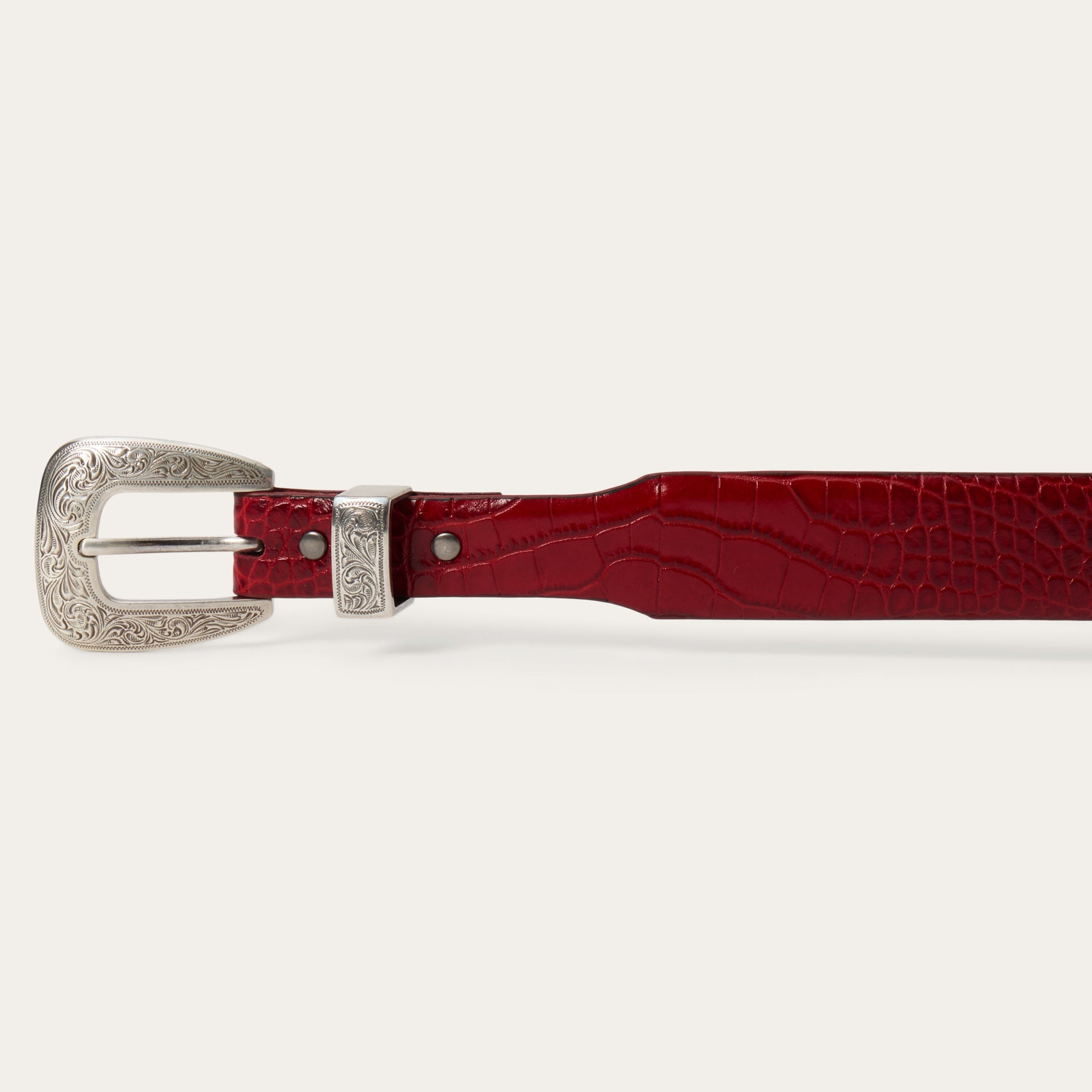 Croco Print Tapered Belt | Stetson Red