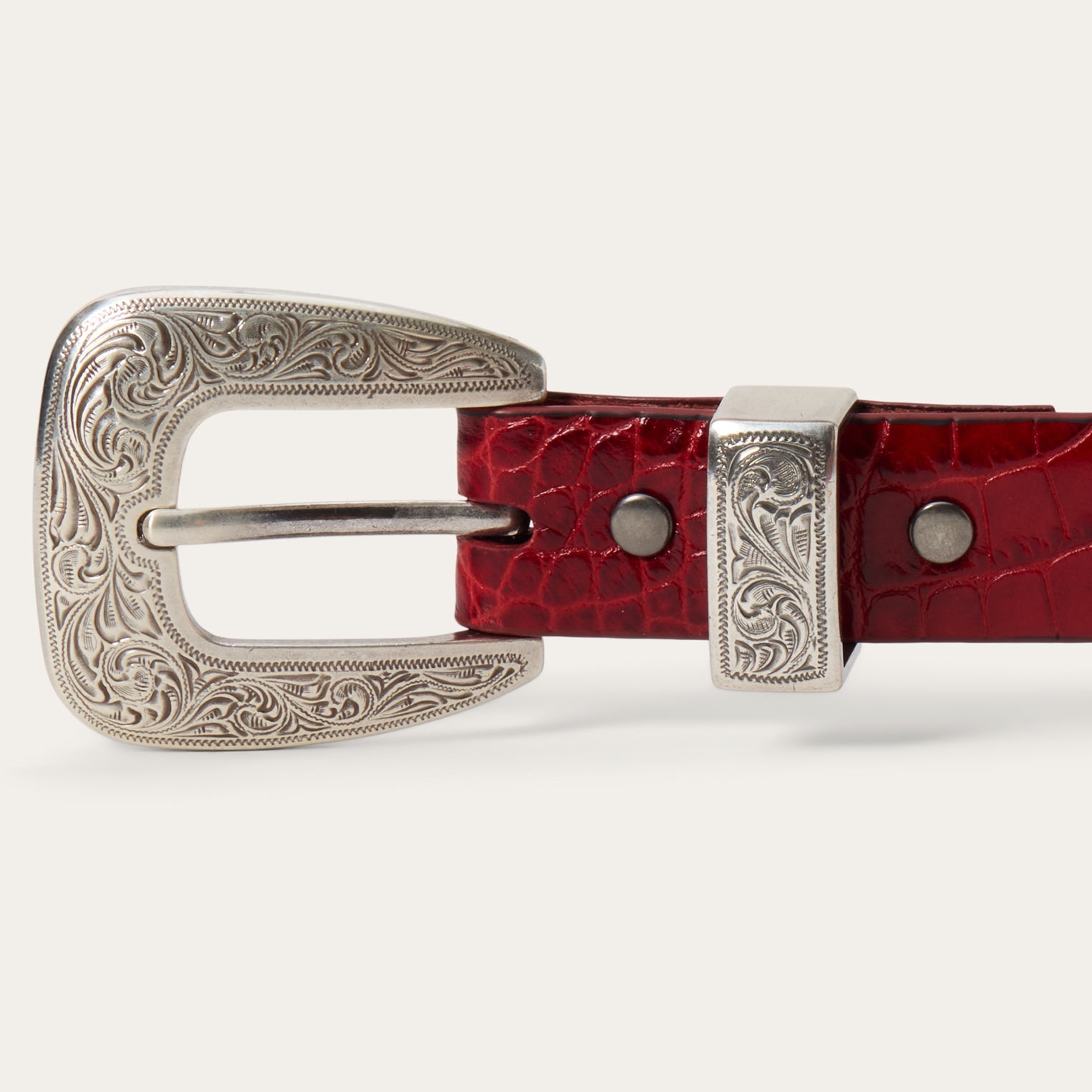 Croco Print Tapered Belt | Stetson Red