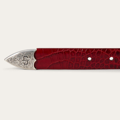 Croco Print Tapered Belt | Stetson Red