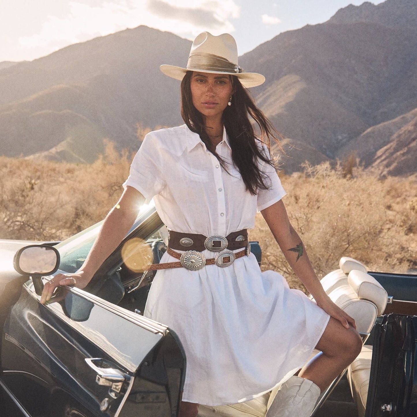 Southwestern Concho Wide Belt | Stetson Brown
