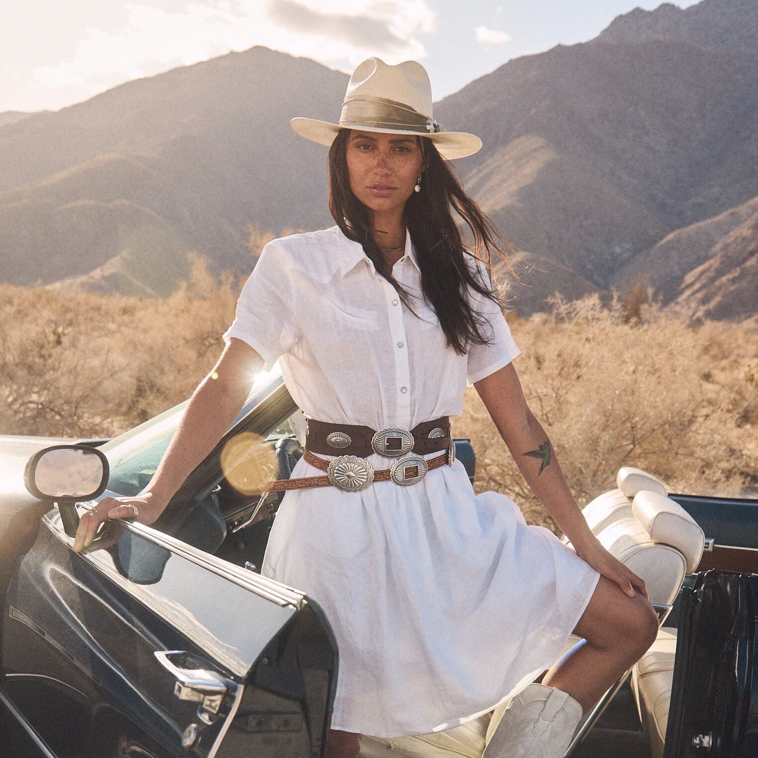 Southwestern Concho Wide Belt | Stetson Brown