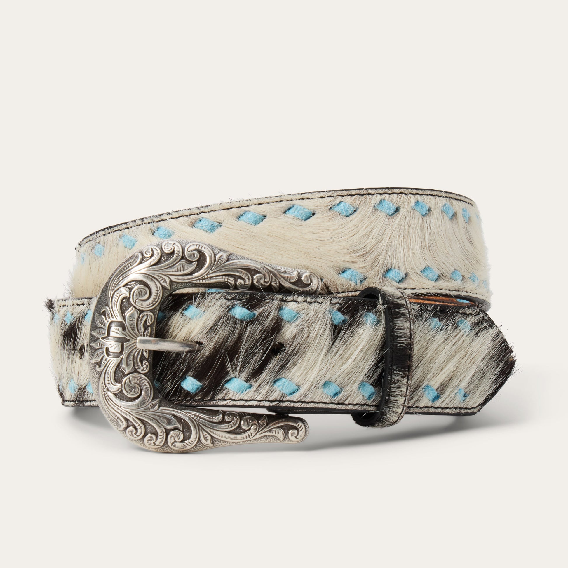 Hair-On-Hide Laced Belt | Stetson Black / White