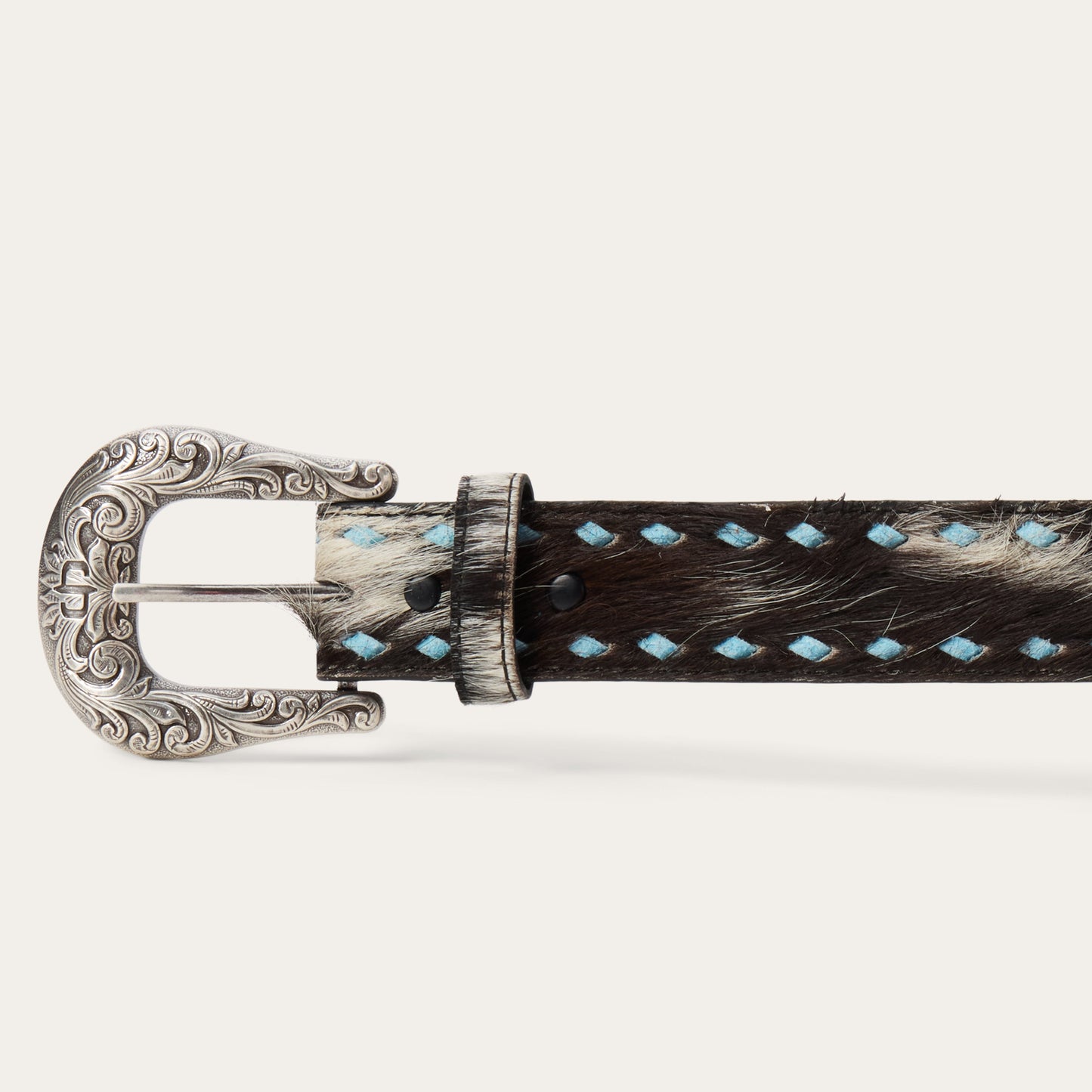 Hair-On-Hide Laced Belt | Stetson Black / White