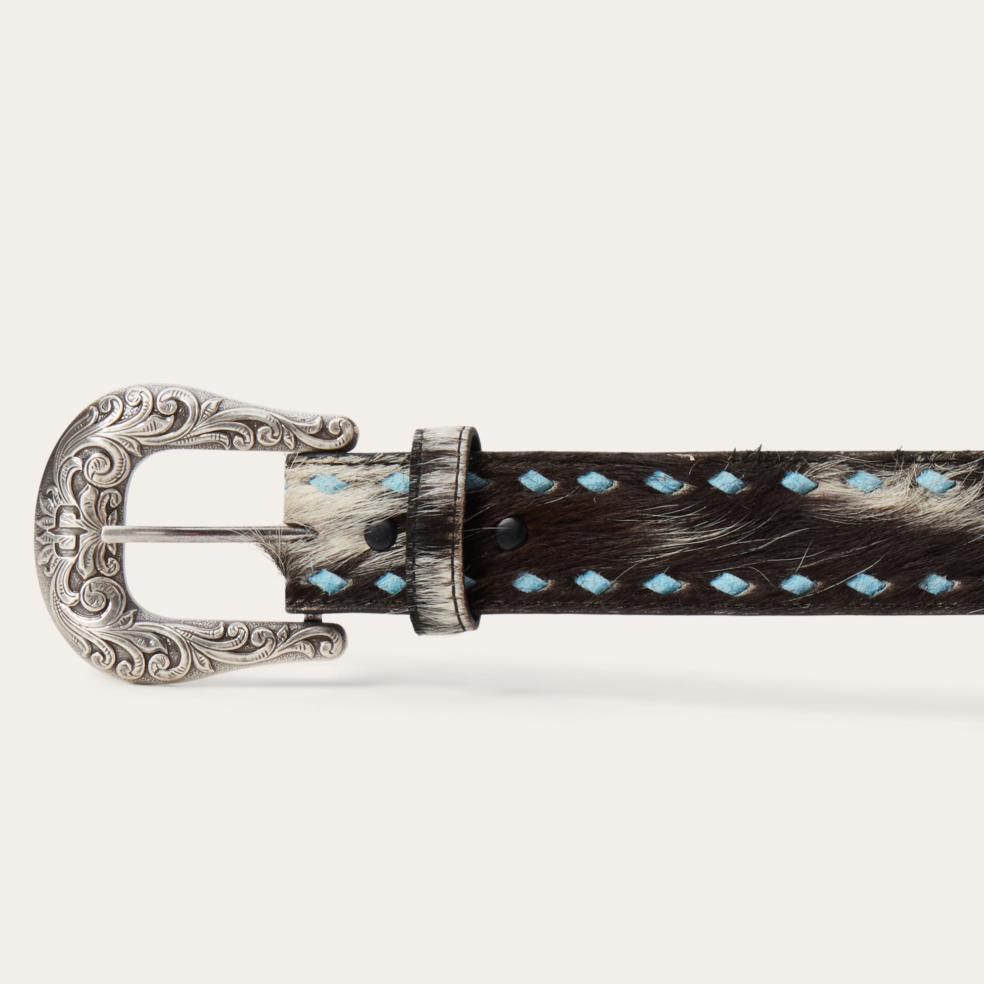 Hair-On-Hide Laced Belt | Stetson Black / White