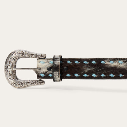 Hair-On-Hide Laced Belt | Stetson Black / White