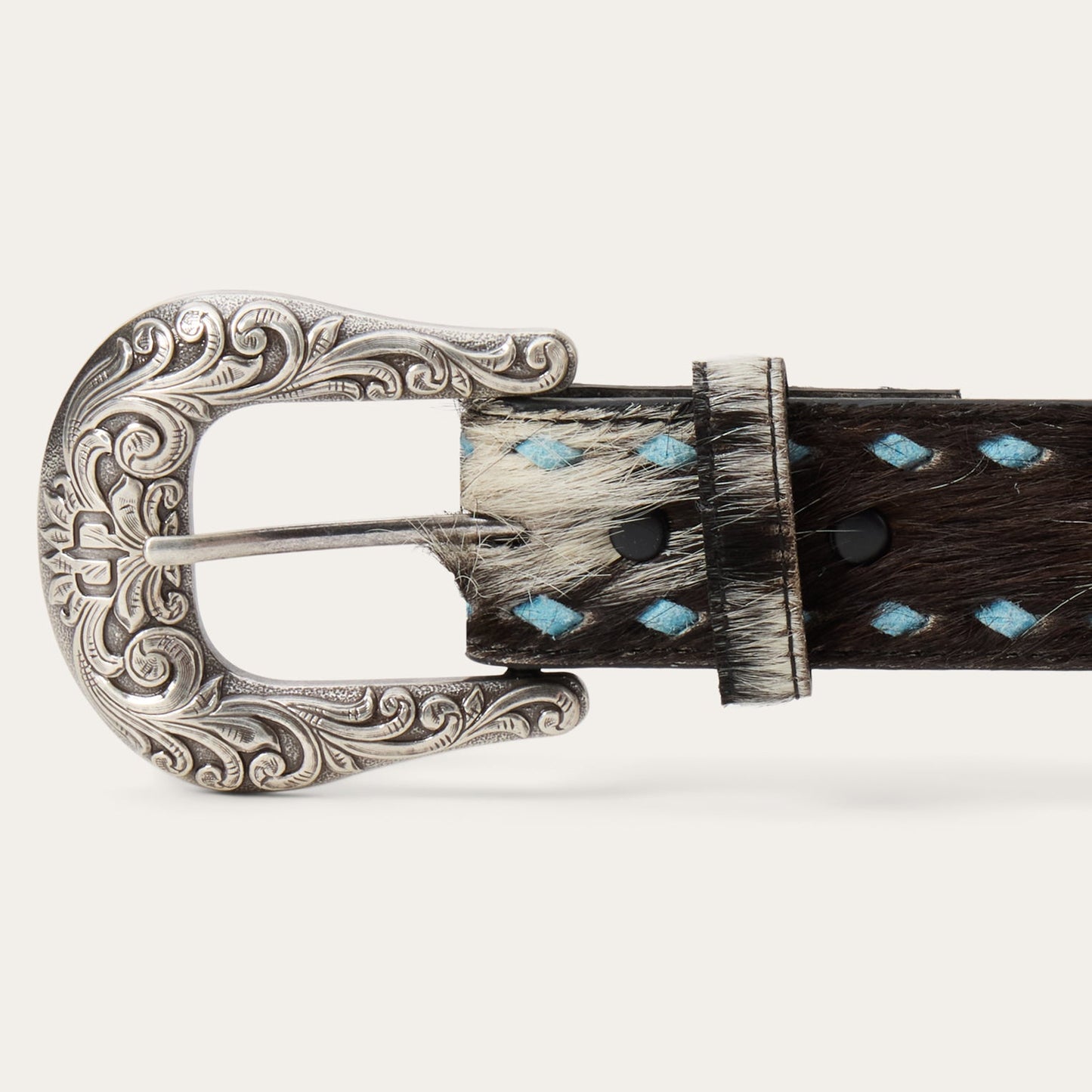 Hair-On-Hide Laced Belt | Stetson Black / White