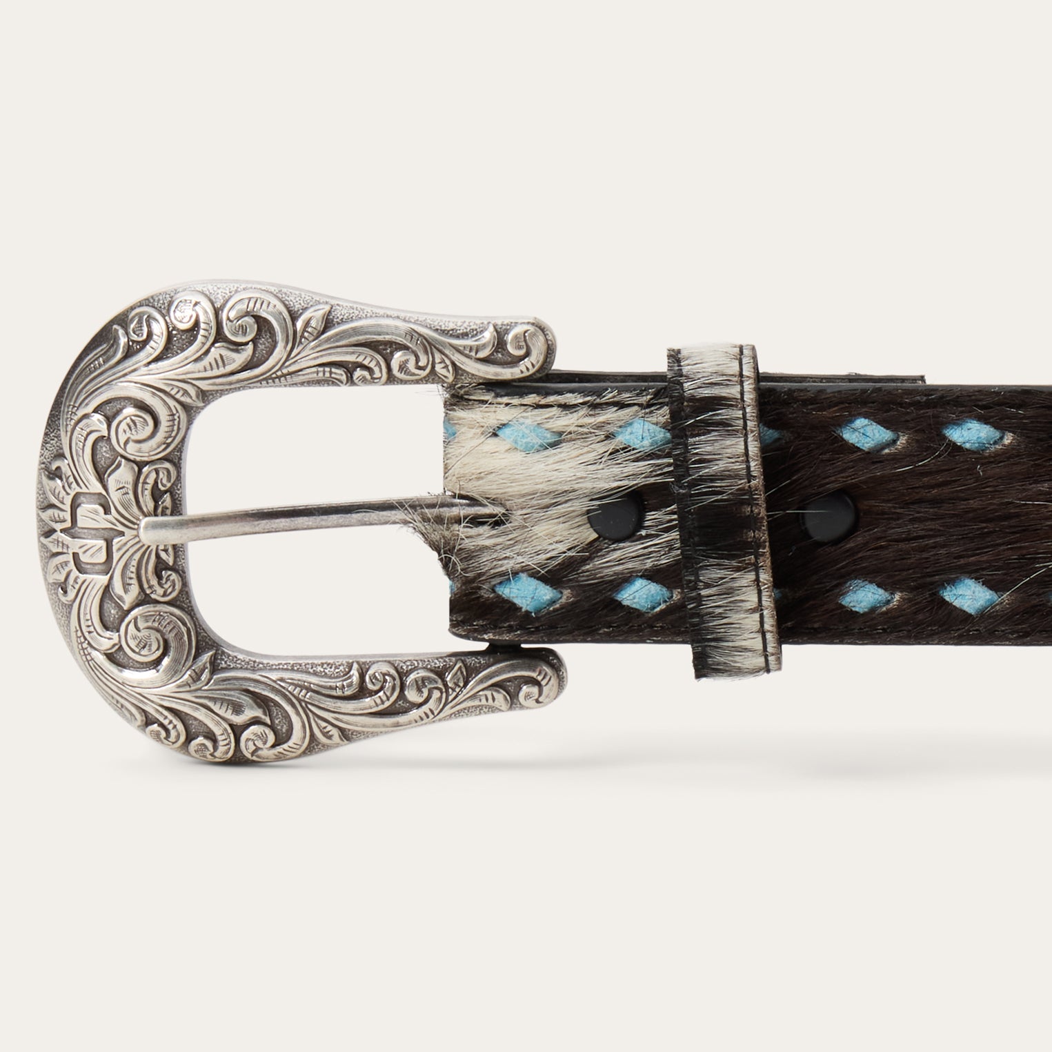 Hair-On-Hide Laced Belt | Stetson Black / White