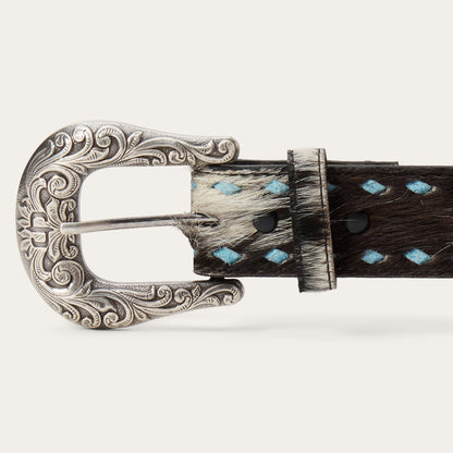 Hair-On-Hide Laced Belt | Stetson Black / White