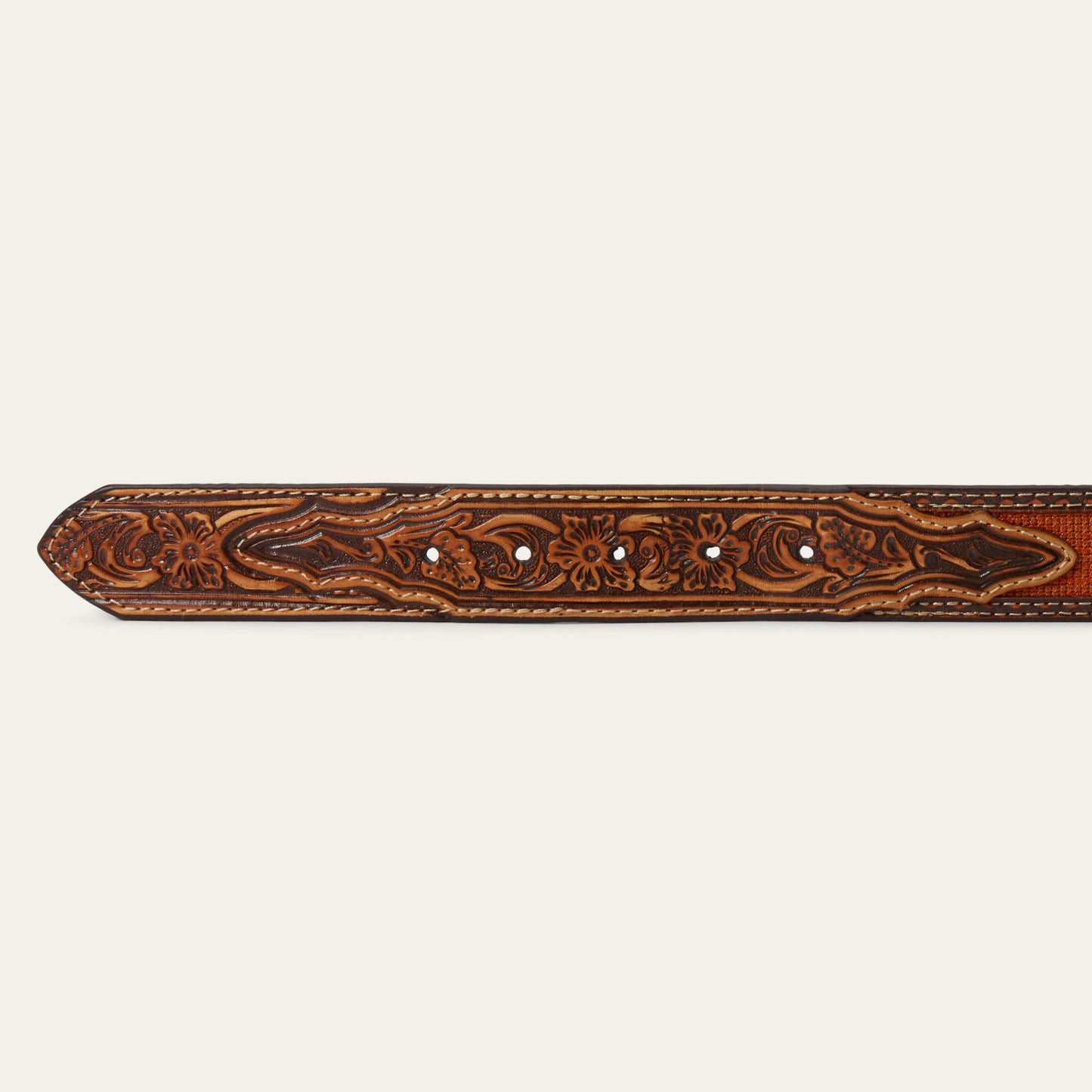 Tooled Tab Embroidered Belt | Stetson Tan