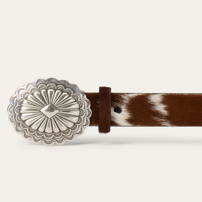 Hair-On-Hide Southwestern Buckle Belt | Stetson Brown / White