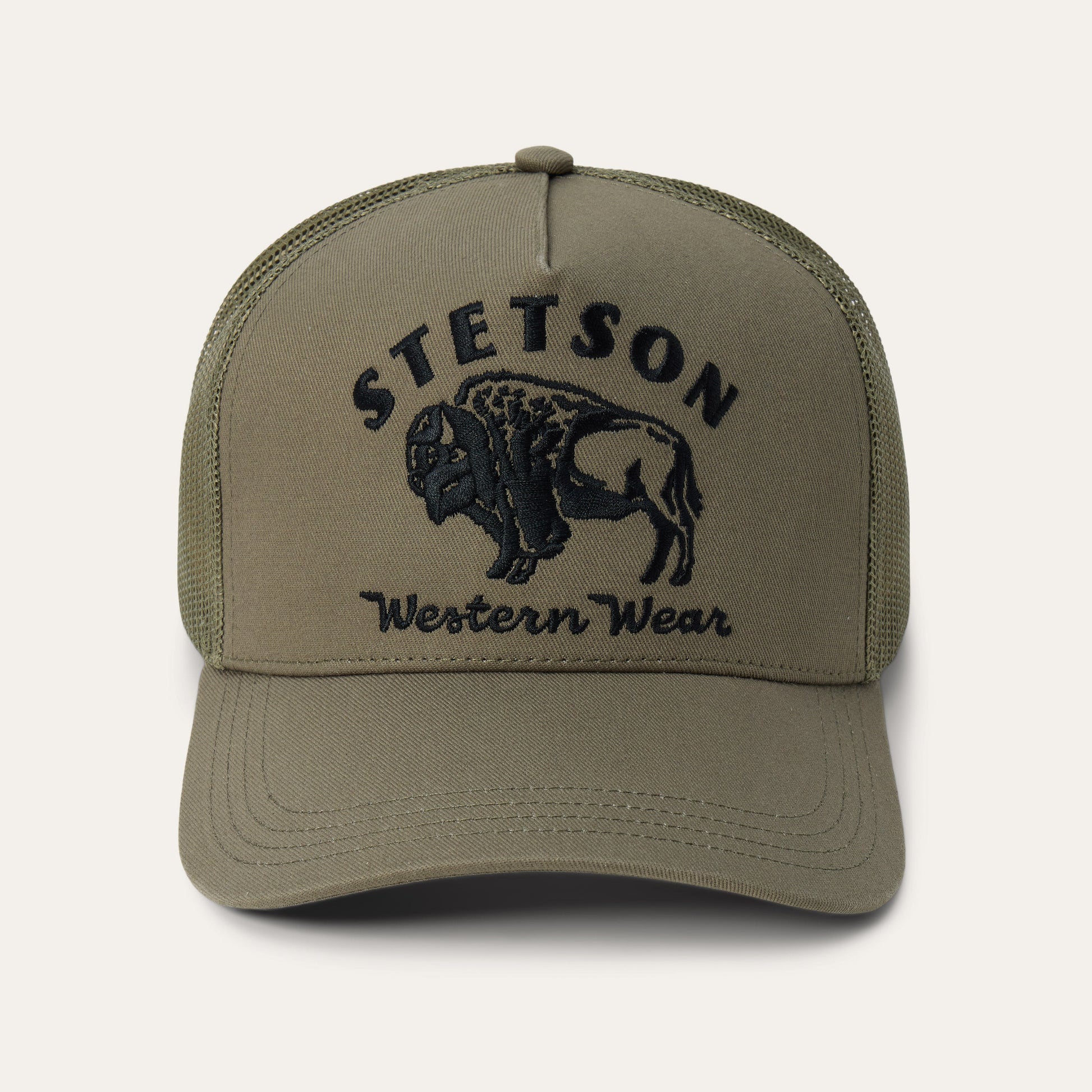 Bison Trucker Hat | Stetson Olive