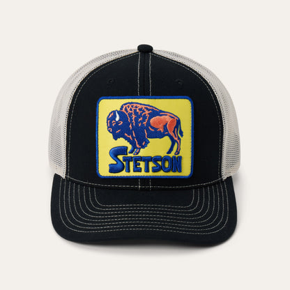 Bison Patch High Crown Trucker Hat | Stetson Black